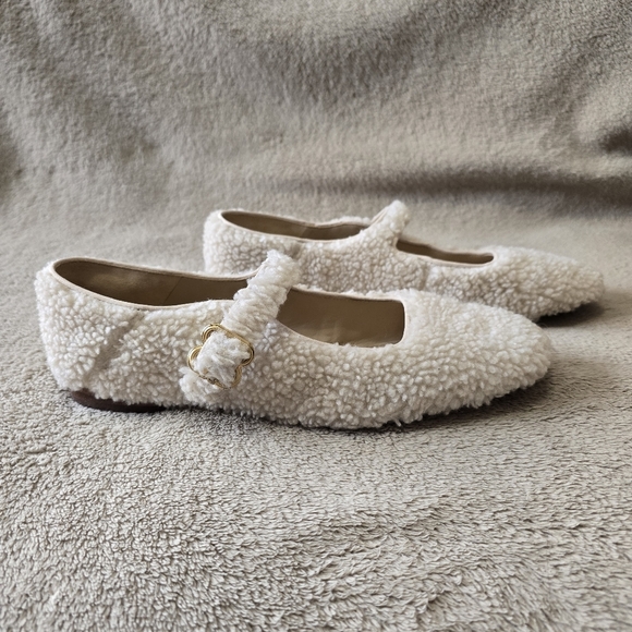 Sam Edelman Michaela Mary Jane Sherpa Flats Nature Mist Size 9 - Picture 4 of 12